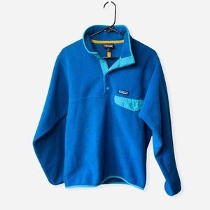 Patagonia Synchilla Fleece Blue Turquoise Pullover Sweatshirt Collared